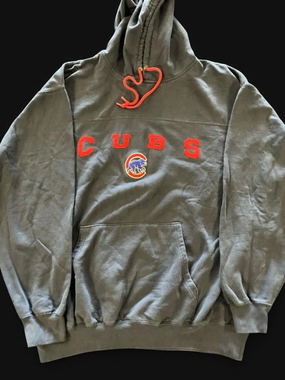 Vtg Y2K 2000s Chicago Cubs Block Letter Spellout Sweatshirt Hoodie Navy Mens XL
